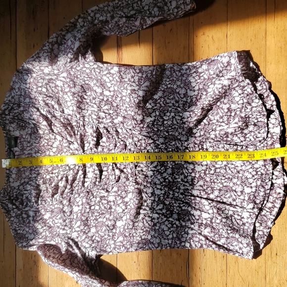 purple botanical print top, S - Picture 6 of 9
